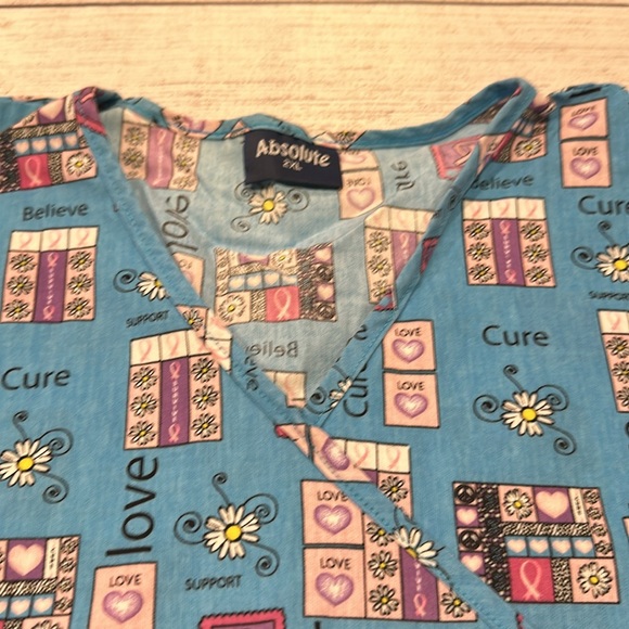 Women’s breast cancer cure support nurses scrub top size 2XL - Picture 2 of 10